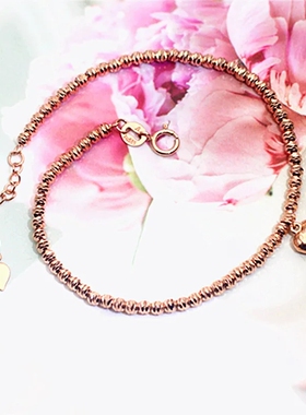 俄罗斯镀玫瑰金圆珠手链简约精致手饰女精致感时尚潮流礼物设计感