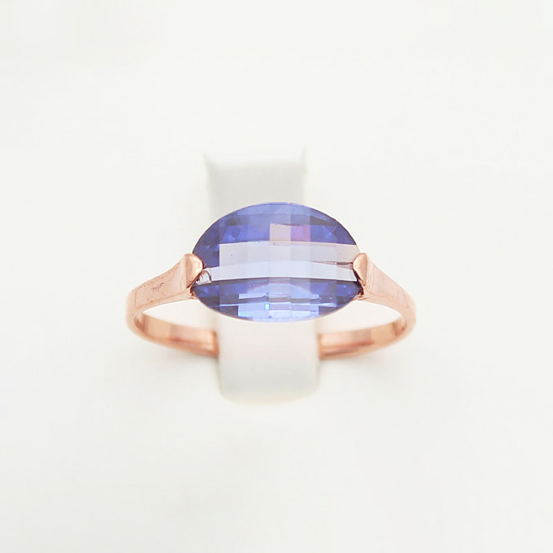 俄罗斯585紫金镀18K玫瑰金时尚韩版气质女镶嵌红石开口可调节戒指