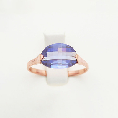 俄罗斯585紫金镀18K玫瑰金时尚韩版气质女镶嵌红石开口可调节戒指