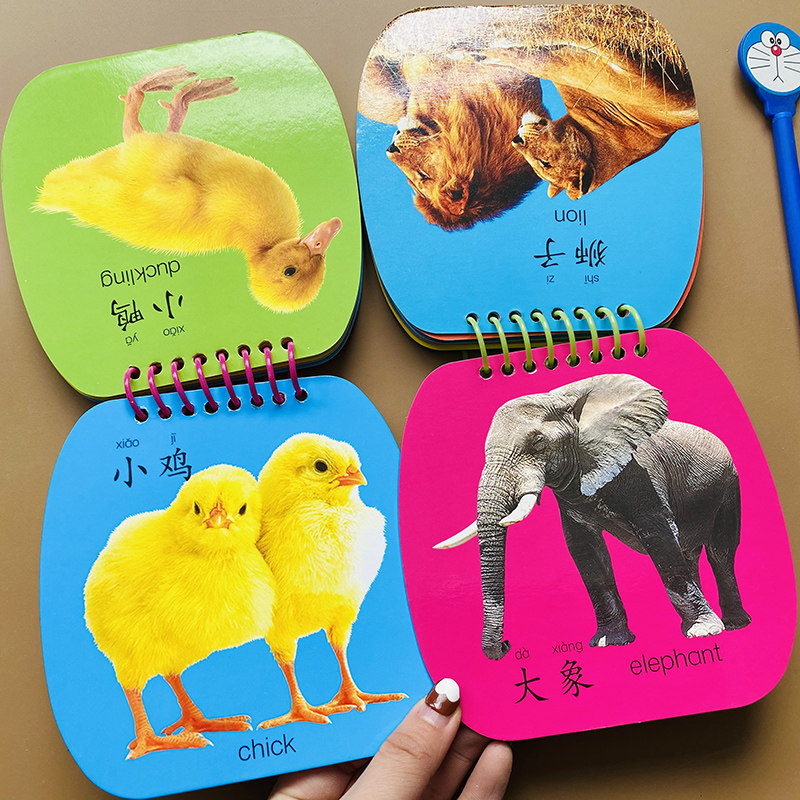 书看图认小动物野生动物0-1-3-6岁动物王国学前儿童宝宝早教启蒙卡