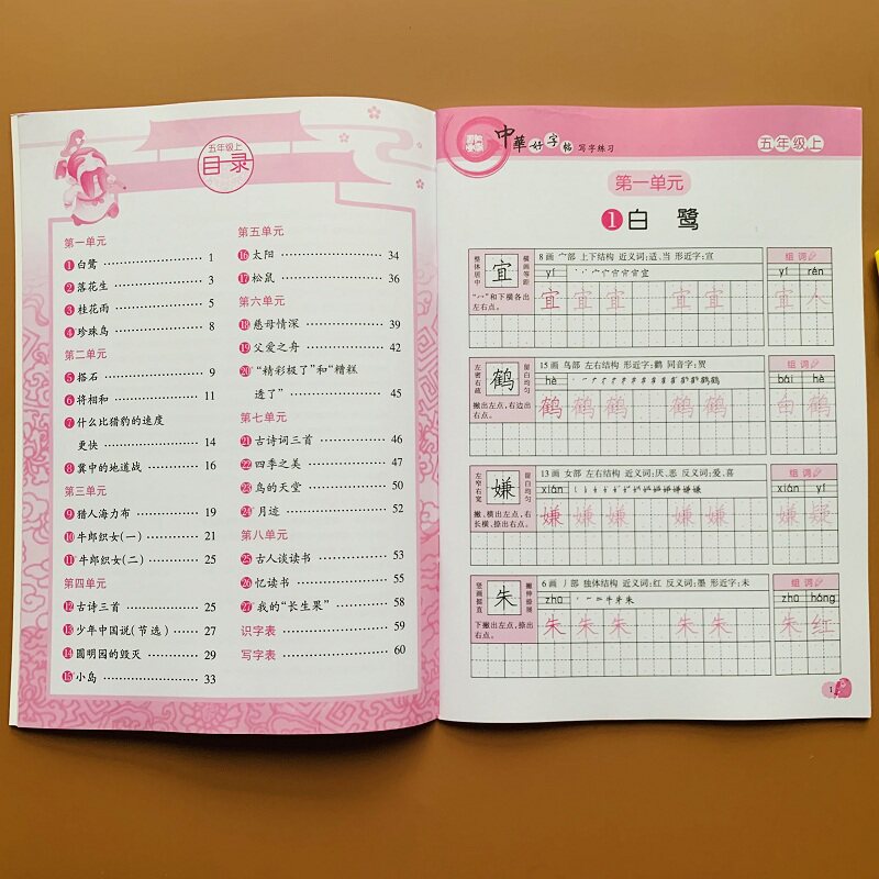 年级生字组词语课文段落描红写字练字正楷书法练习练字帖部编版上学期