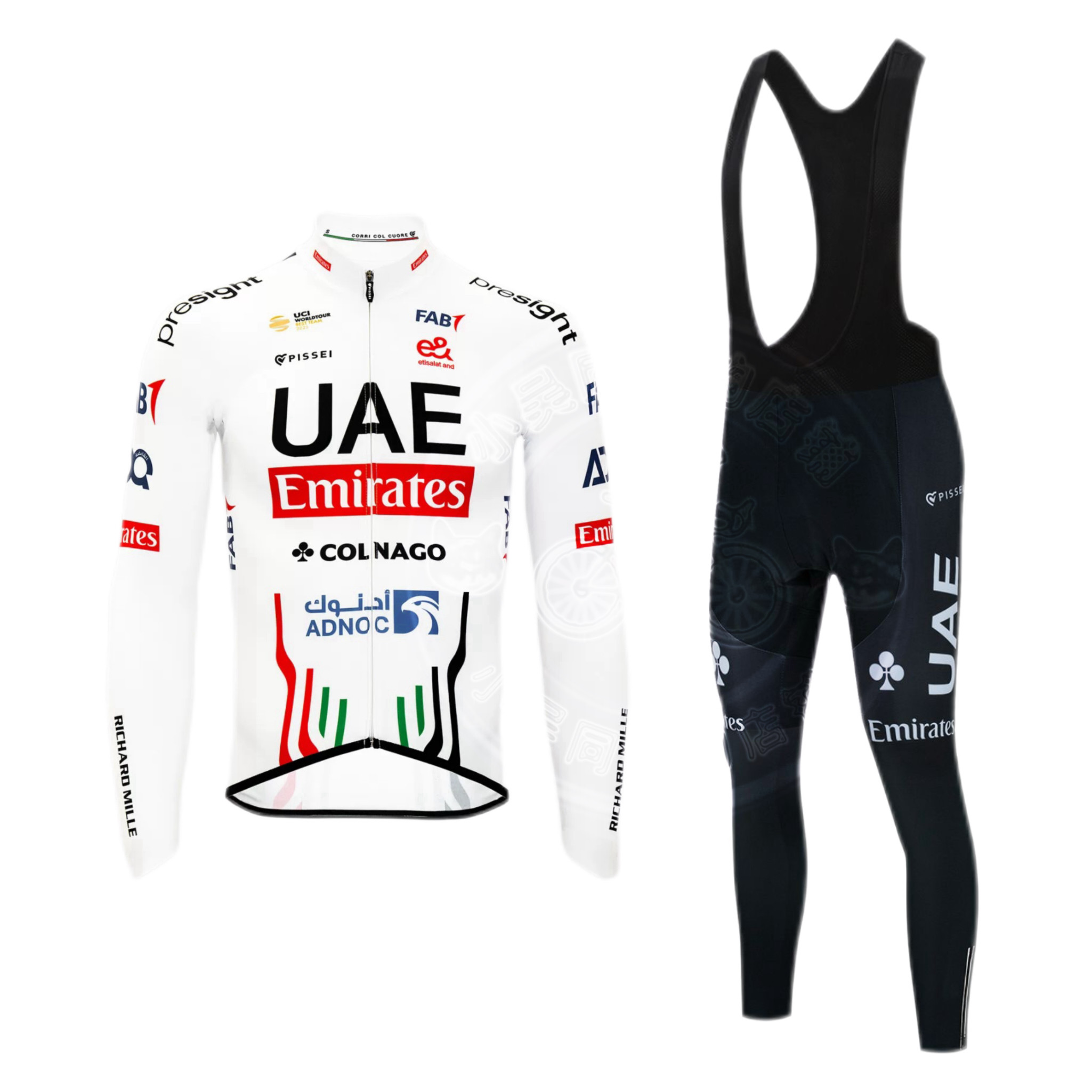 2024户外UAE环法车队速干透气春秋长袖套装公路山地自行车骑行服