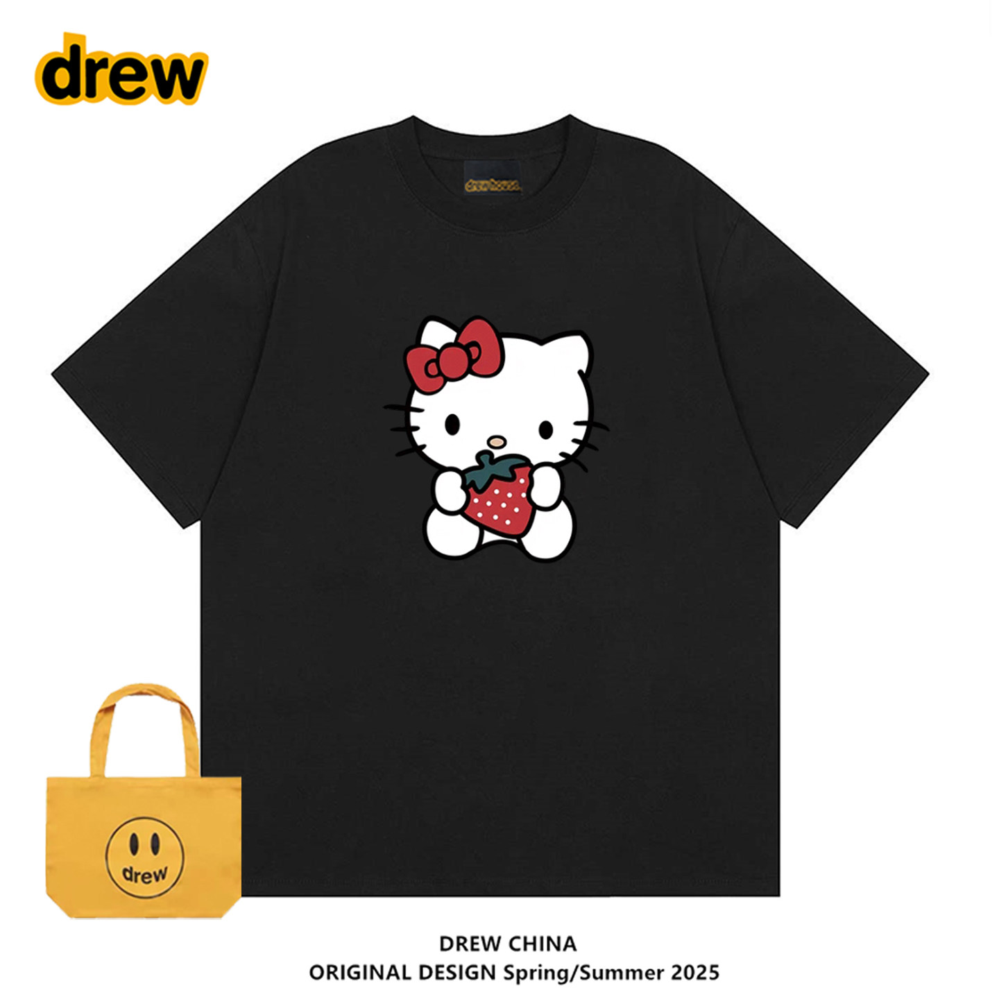 drew潮牌HelloKitty联名图案T恤