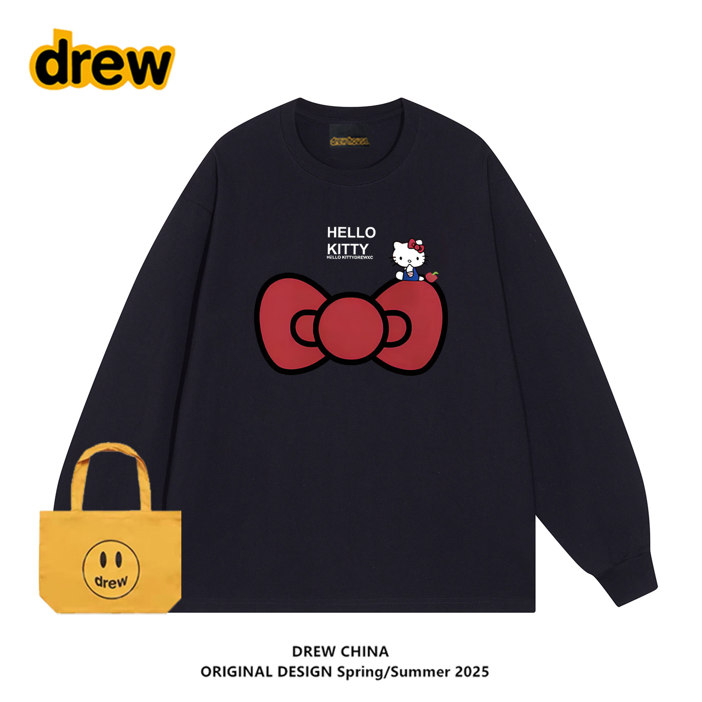 drew潮牌凯蒂猫蝴蝶结印花T恤