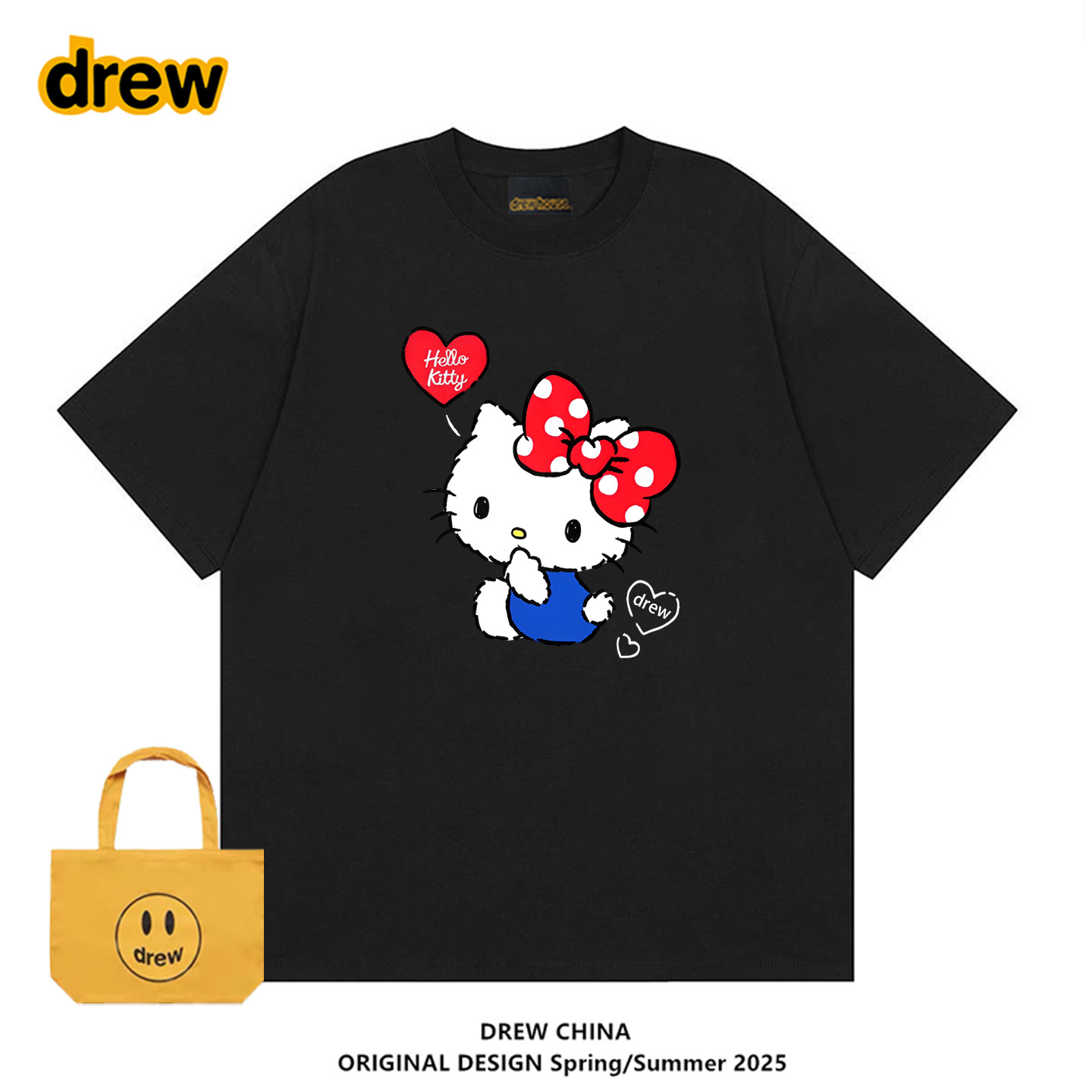 drew潮牌HelloKitty联名图案T恤