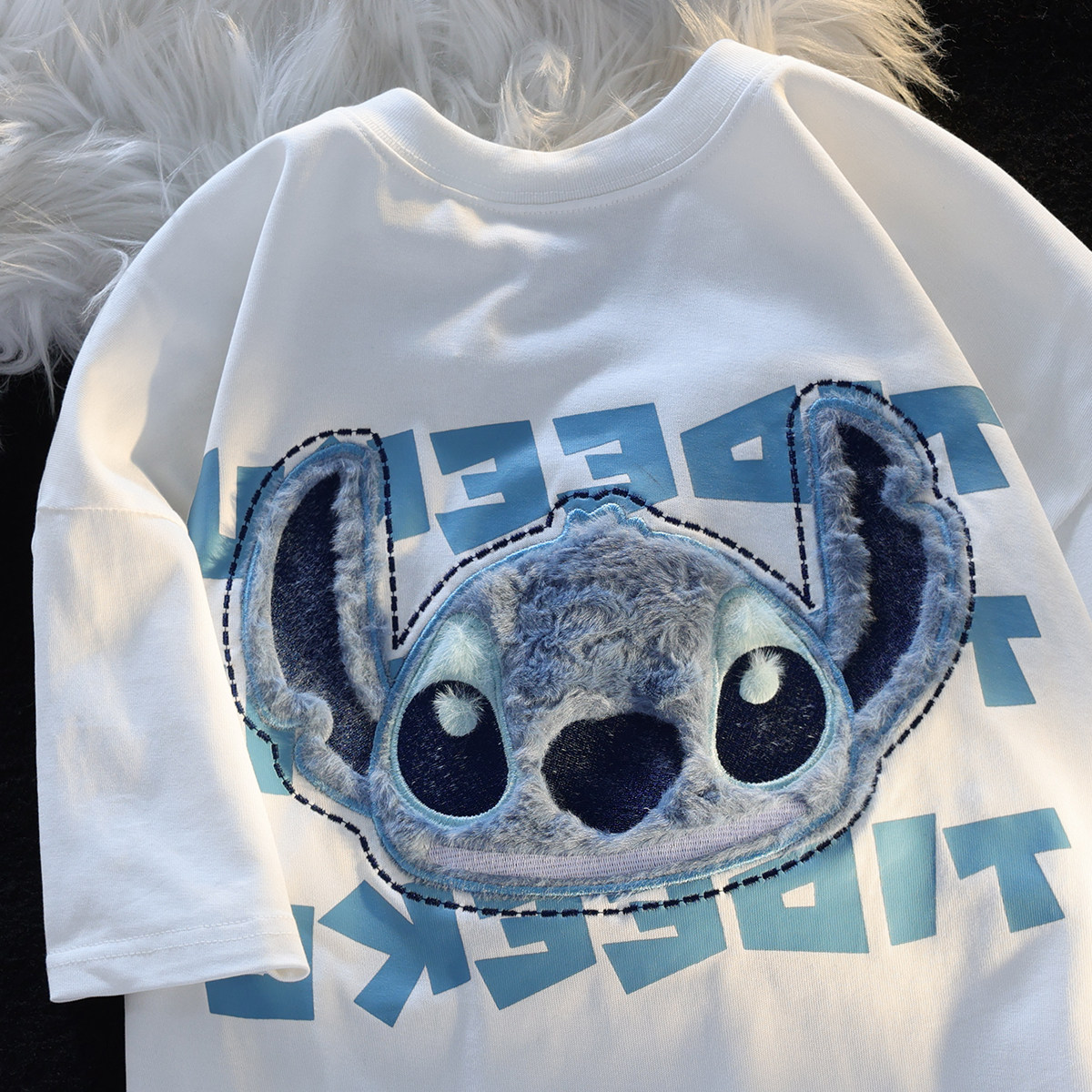 日系潮牌oversize史迪仔短袖t恤男女夏美式小众chic港味情侣上衣