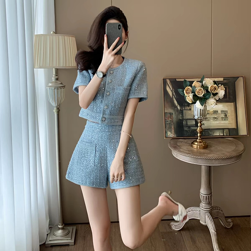 名媛小香风套装女小个子两件套