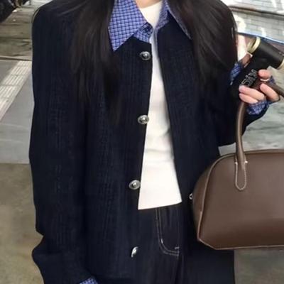 假两件拼接外套女短款夹克上衣潮