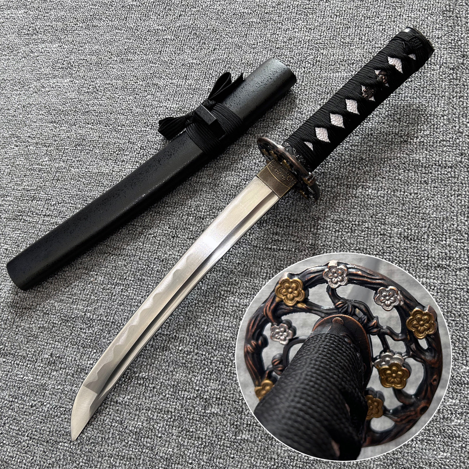 龙泉唐横刀短刀武士刃拔刀剑居合动漫刀剑一体训练影视道具未开刃图片