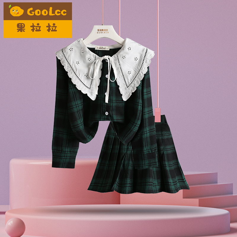 果拉拉女童JK制服百褶裙套装
