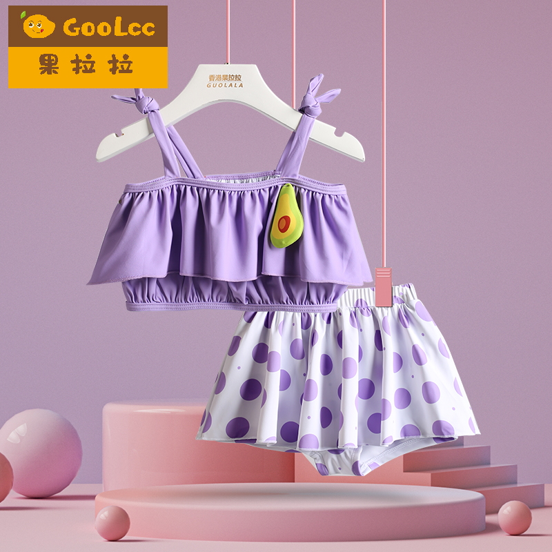 中小童女宝宝夏季分体式游泳衣2025新款女童可爱保守泳裙温泉泳装