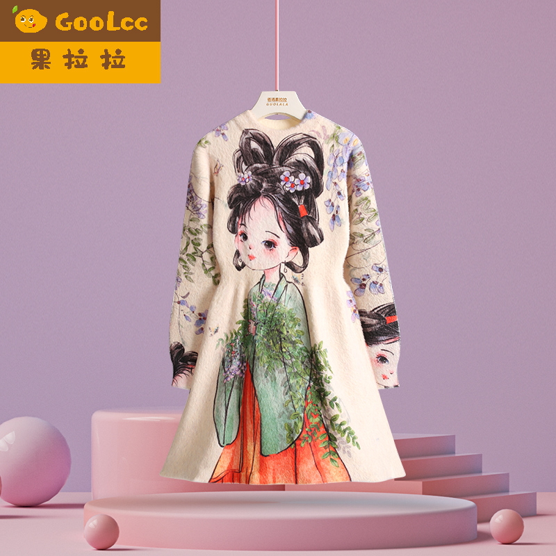 果拉拉秋冬款秋冬款加绒毛衣裙