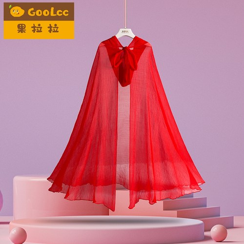 原创女童连帽披风防晒古风斗篷夏