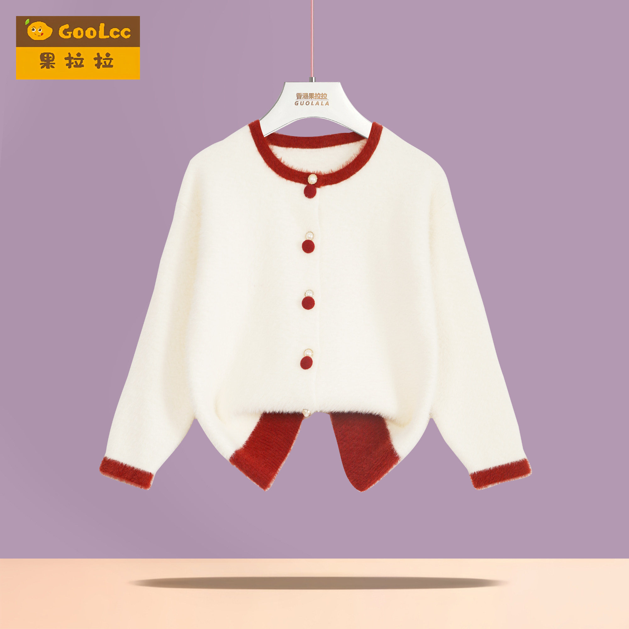 小香风白色彩扣女童水貂绒针织开衫双面绒上衣秋冬儿童毛衣拜年服,童装/婴儿装/亲子装,毛衣/针织衫,淘宝优惠券,粉丝福利购,淘宝优惠卷