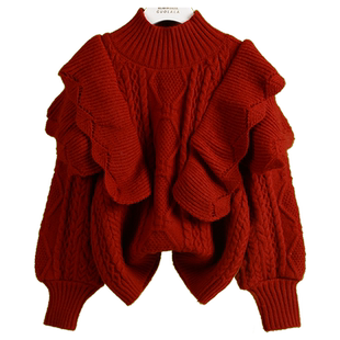 女童毛衣红色年服针织衫加厚冬季2025春秋装新款女宝宝小女孩上衣