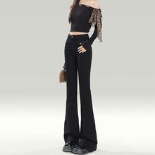 黑色弹力微喇叭牛仔裤女薄款夏季2025新款高腰显瘦梨形身材马蹄裤