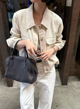老钱感天丝亚麻口袋外套女26ss春夏韩系慵懒风休闲工装夹克上衣