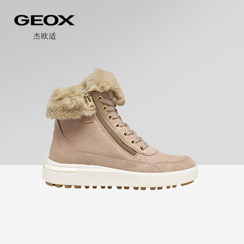 GEOX杰欧适女鞋秋冬拉链厚底短靴纯色圆头时尚百搭雪地靴