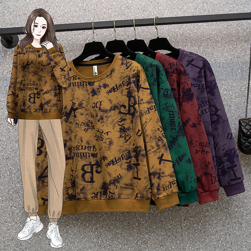 加大码秋冬薄款外穿长袖卫衣女