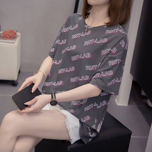 加大码纯棉圆领正肩短袖t恤女