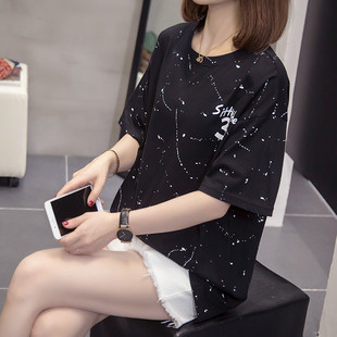 T恤女胖mm洋气减龄遮肚子上衣女 2025夏装 新款 加大码 圆领纯棉短袖
