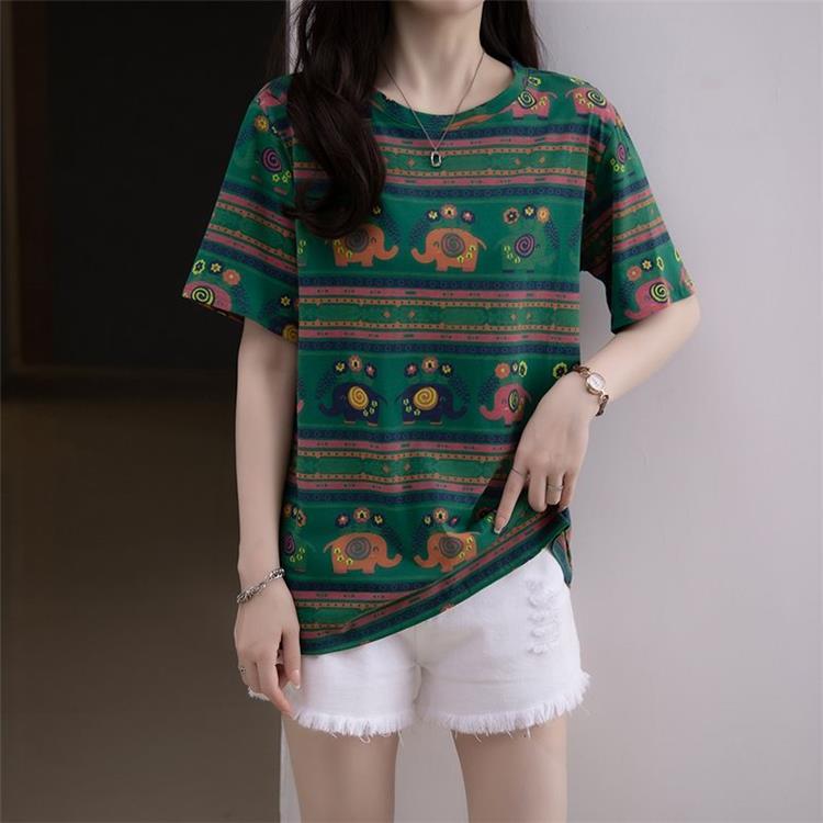 韩版短袖薄款纯棉大码女装T恤女