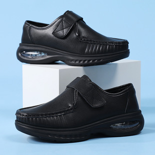 牛皮护士鞋女真皮气垫软底舒适魔术贴医院工作鞋黑色女士医护鞋子
