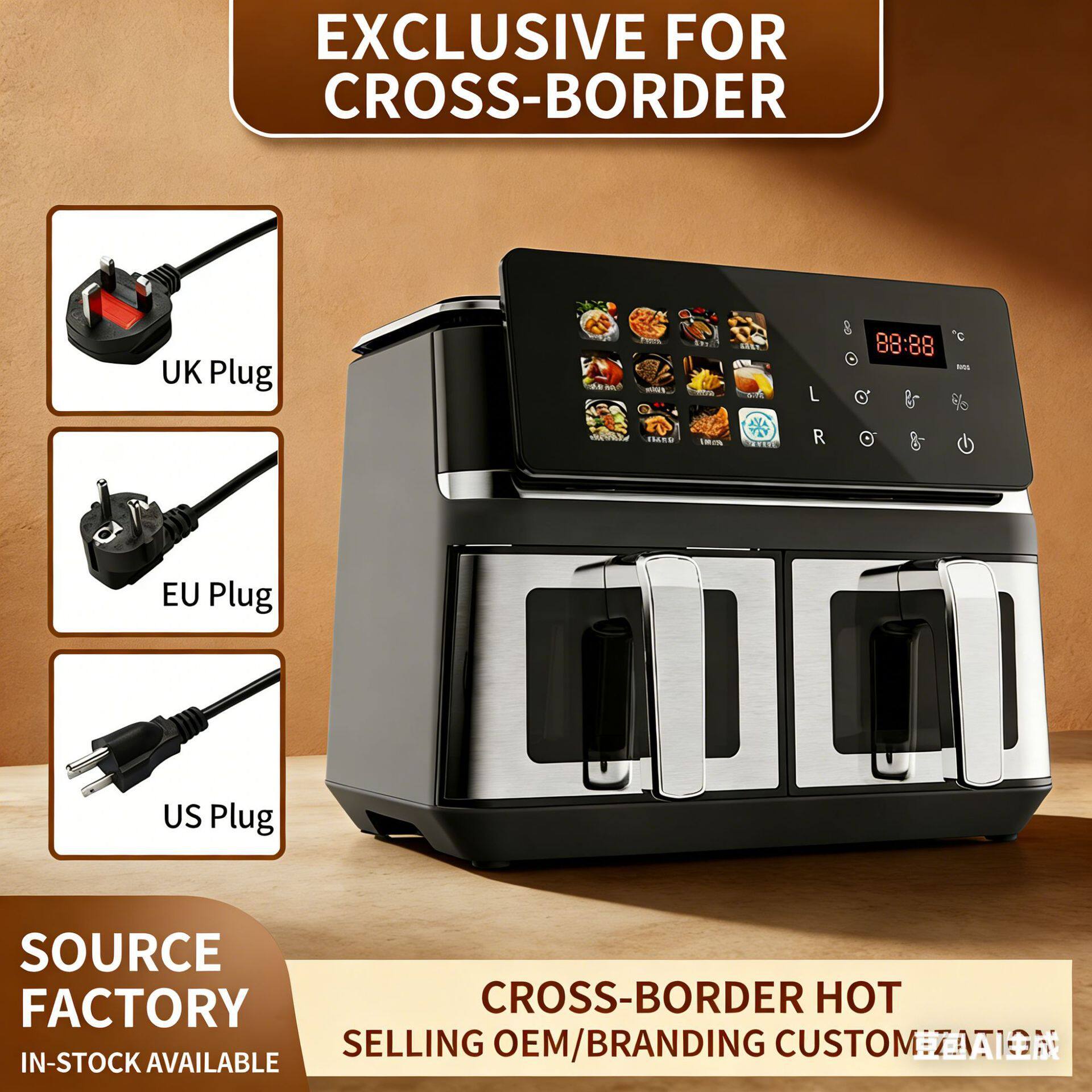 双仓14升空气炸锅家用商用锅触摸键智能无油烟烤箱炸鸡薯条电炸锅