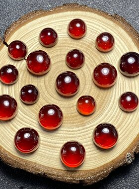 特价！正圆形天然红石榴石戒面裸石DIY绕线镶嵌戒指吊坠手链耳钉