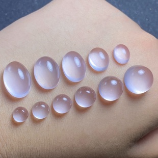 天然星光粉水晶戒面裸石蛋面圆形DIY绕线镶嵌戒指手链吊坠耳钉