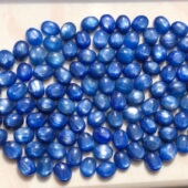 天然蓝晶石戒面裸石DIY绕线镶嵌戒指手链吊坠耳钉椭圆猫眼蓝晶石