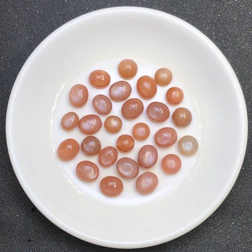 天然太阳石戒面DIY手工绕线镶嵌戒指手链项链耳钉橙月光裸石闪光