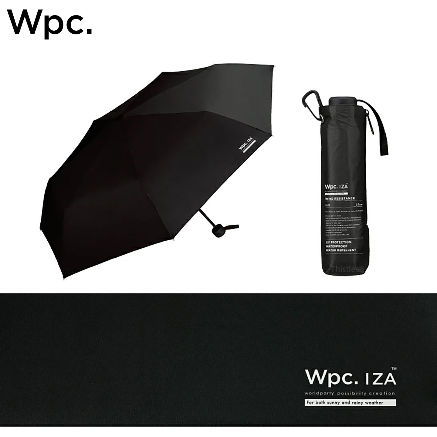 日本进口Wpc伞晴雨黑胶折叠伞za男士迷你防紫外线Parasol防风抗风