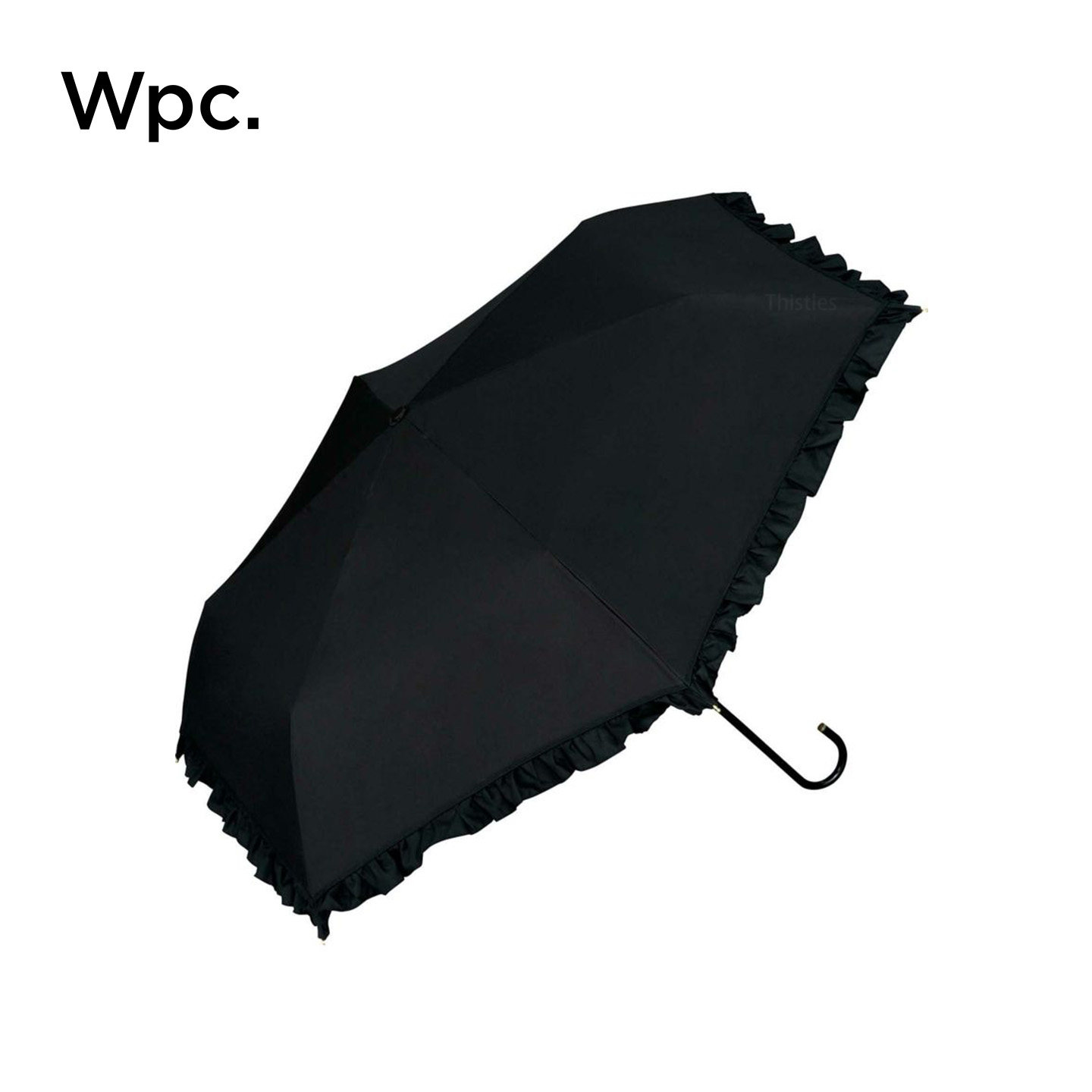 日本进口WPC遮阳伞黑胶彩胶超轻迷你晴雨防晒花瓣荷叶弯柄三折伞