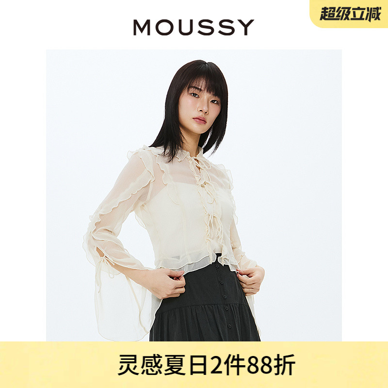 MOUSSY法式优雅浪漫雪纺长袖衬衫