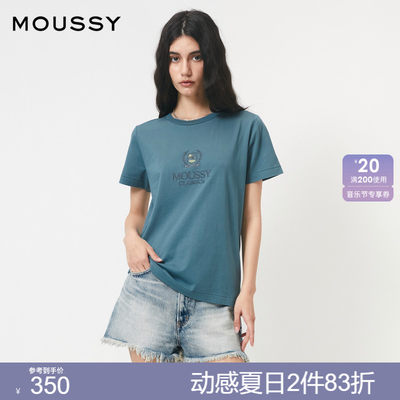 MOUSSY刺绣印花基础款易搭配T恤