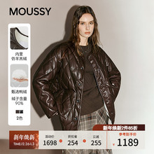 MOUSSY 2025冬季新品复古菱格圆领90羽绒夹克外套女028IAA30-1042