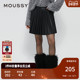MOUSSY 1361 复古港风百褶皮裙美拉德半身裙028HAZ30 冬季 新品