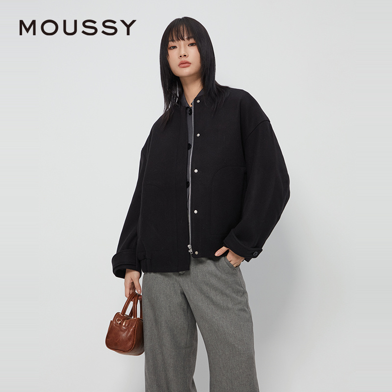 毛呢宽松MOUSSY老钱静奢风