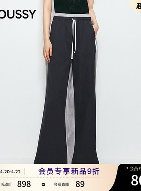 MOUSSY 2026夏季新品轻运动风抽绳撞色休闲阔腿长裤032JSA31-1002