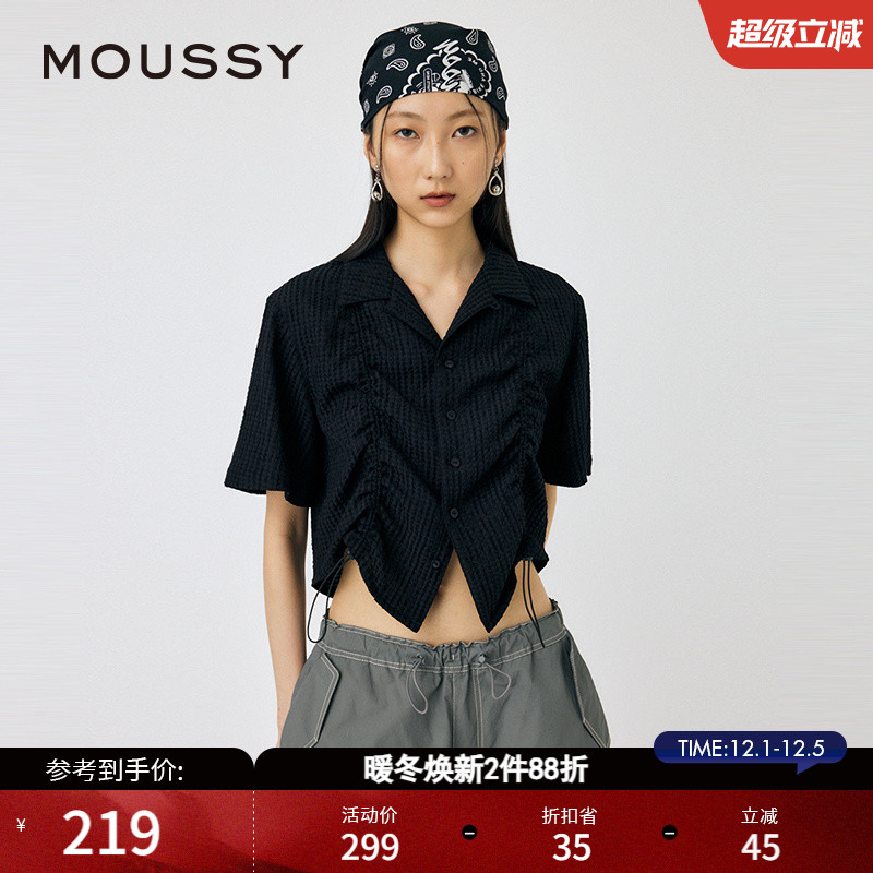 MOUSSY日杂感抽褶抽绳肌理感衬衫