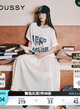 MOUSSY 早春潮流涂鸦风字母印花宽松短袖T恤028IAA90-1002