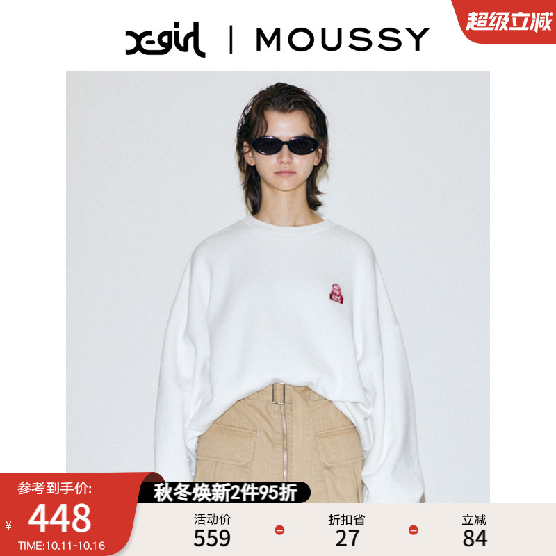 moussy创意印花套头圆领卫衣