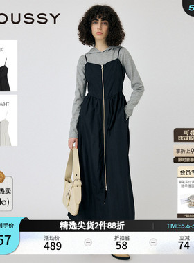 MOUSSY 春季新品机能风金属拉链开襟吊带连衣裙010IS633-4141