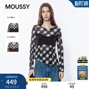 新品 T恤028JSA80 轻熟复古风格 修身 1009 纹撞色长袖 MOUSSY2026春季