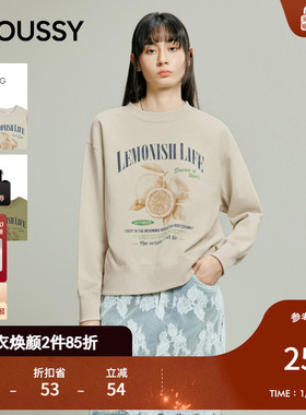 MOUSSY 2025秋季新品慵懒休闲风柠檬印花宽松卫衣女028IAB90-1015