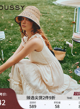 MOUSSY 夏季新品甜美清新荷叶边圆领无袖连衣裙028ISA33-1003