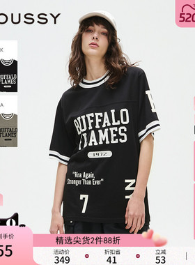 MOUSSY 春季新品街头篮球风字母印花短袖T恤女028ISA90-2001