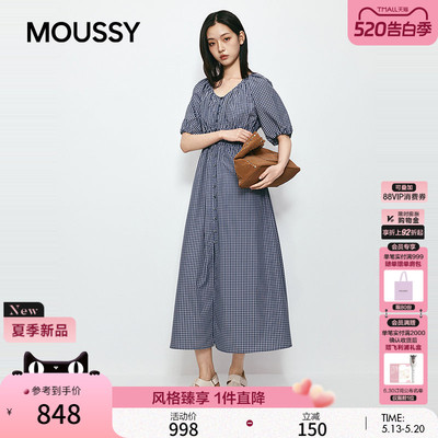 【爆品回归】MOUSSY 2026夏季新品复古格子连衣裙028JSX33-1011