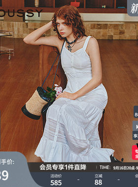 MOUSSY 夏季波西米亚风度假吊带连衣裙女028ISZ33-1301